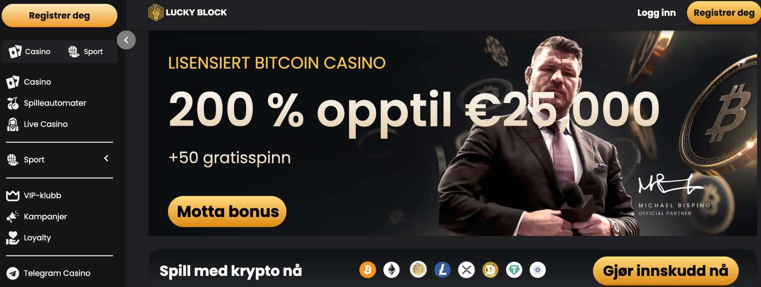 Lucky Block casino frontpage