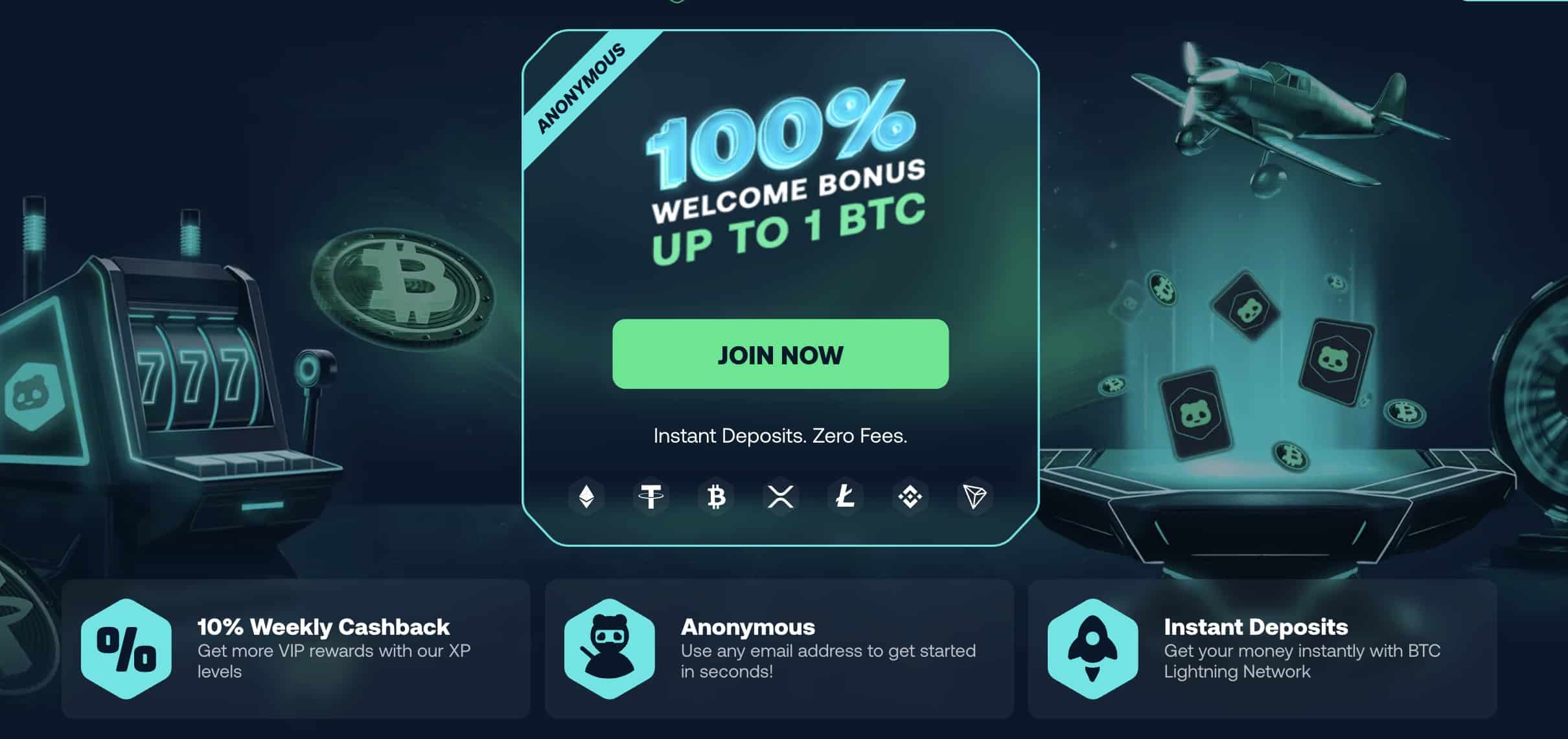 Betpanda bitcoin casino nettsiden med 100 % opptil 1 BTC bonus