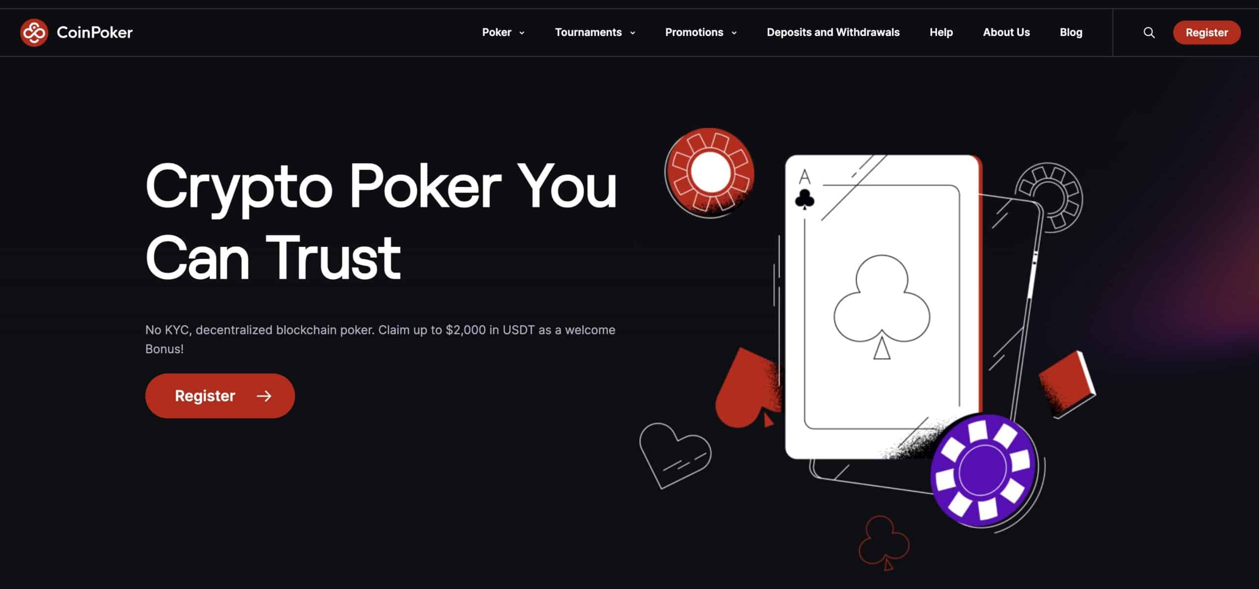 Coinpoker nettside for krypto poker