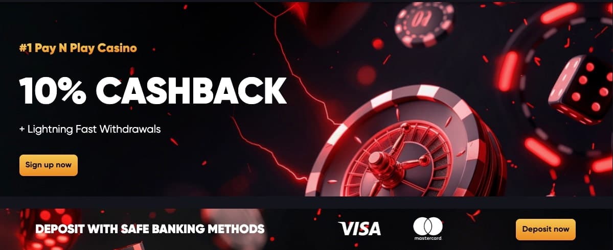 Instant casino nettside med 10 % cashback