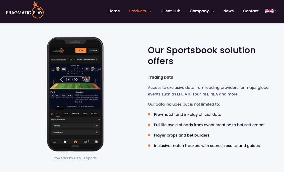 Pragmatic Play nettside med sportsbook