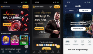 beste mobilcasinoer lilibet, lucky block og instant casino