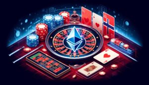 ETH on roulette table with playing cards and chips