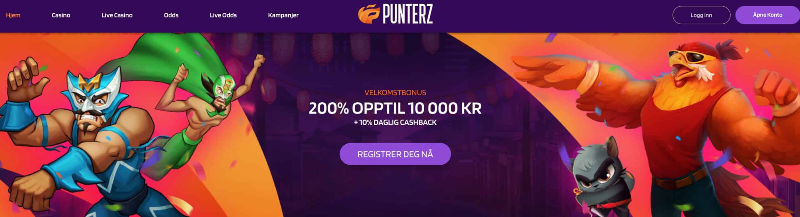 Punterz casino med velkomstbonus