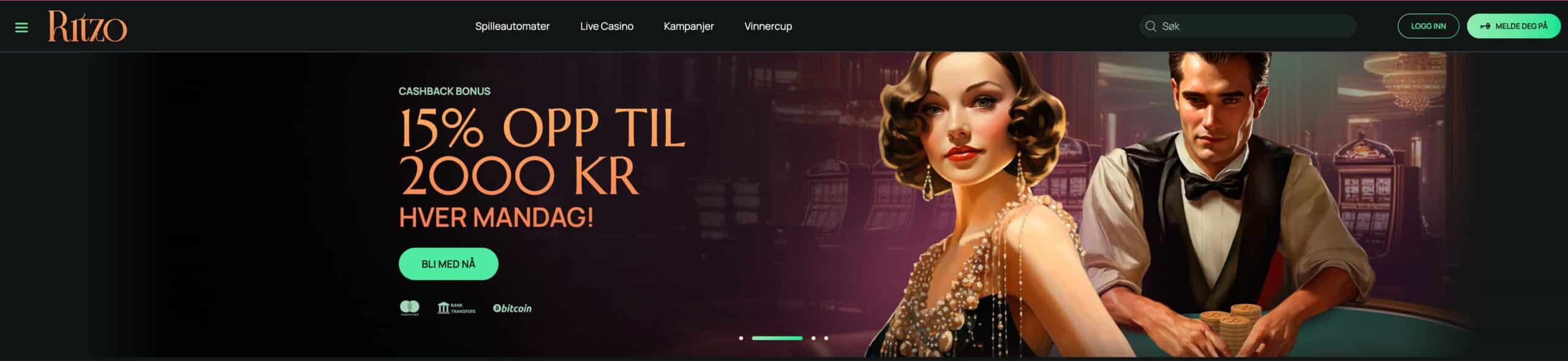 ritzo casino frontpage