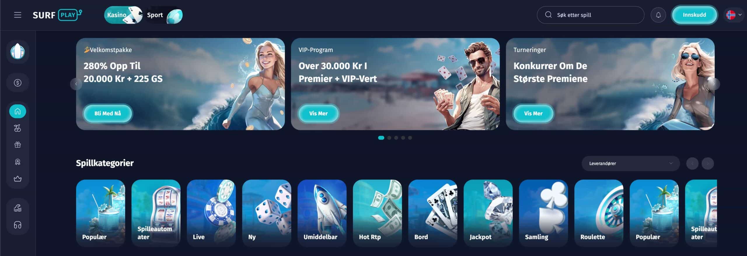 surfplay casino norge med freespins tilbud